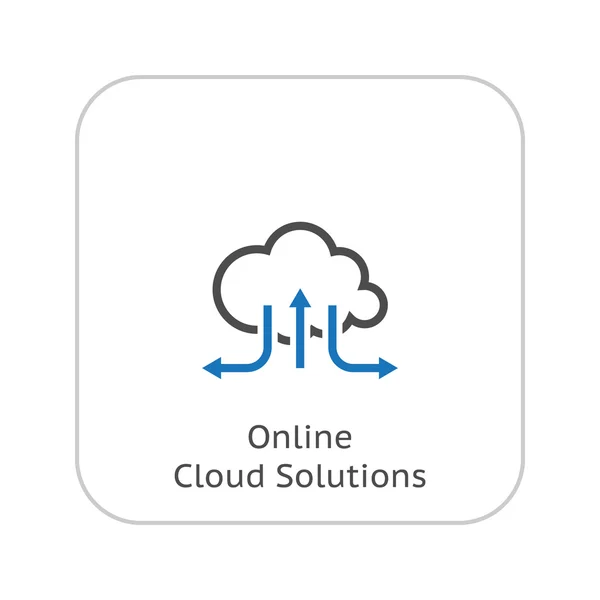 Soluções de nuvem online. Ícone de design plano . — Vetor de Stock
