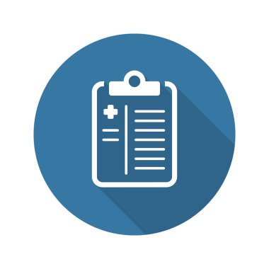 Tıbbi geçmiş ve Sağlık Hizmetleri simgesi. Düz tasarım. Uzun Sha