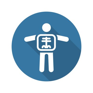 Radyoloji ve Sağlık Hizmetleri simgesi. Düz tasarım. Uzun Gölge.