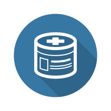 İlaç ilaçlar ve tıbbi Hizmetleri simgesi. Düz tasarım. Lon