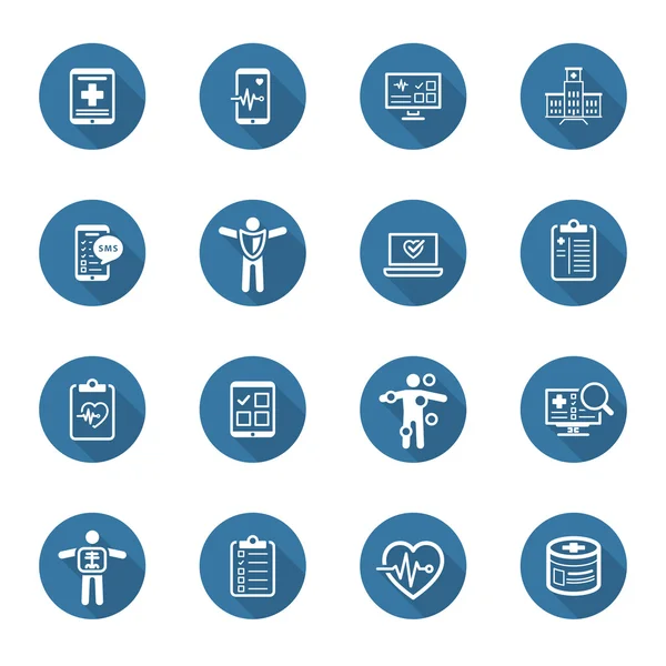 Medical & Health Care Icons Set. Flat Design. Long Shadow. — Stock Vector