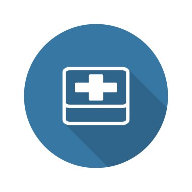 İlk yardım sembol ve Sağlık Hizmetleri simgesi. Düz tasarım. Sh uzun