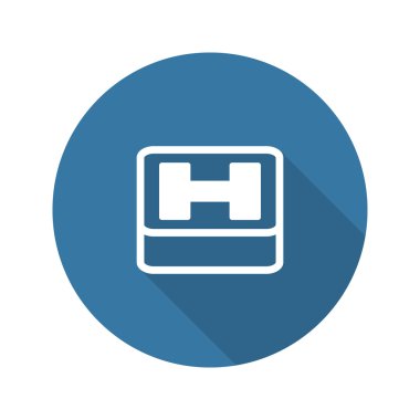 Hastane sembolü. Düz tasarım. Uzun Gölge.