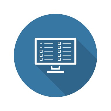 Online Sağlık testleri ve Sağlık Hizmetleri simgesi. Düz tasarım. Uzun