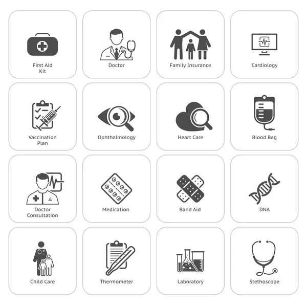 Medische en gezondheidszorg Icons Set. Platte ontwerp. — Stockvector