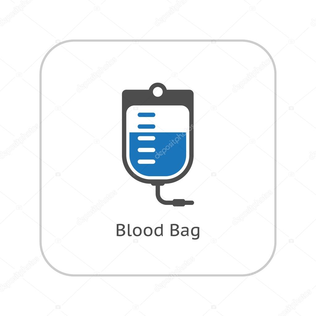 Blood Bag and Medical Services Icon. Flat Design.