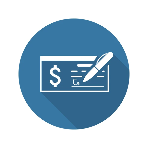 Dinero cheque Icono de negocios. Diseño plano. Sombra larga . — Vector de stock