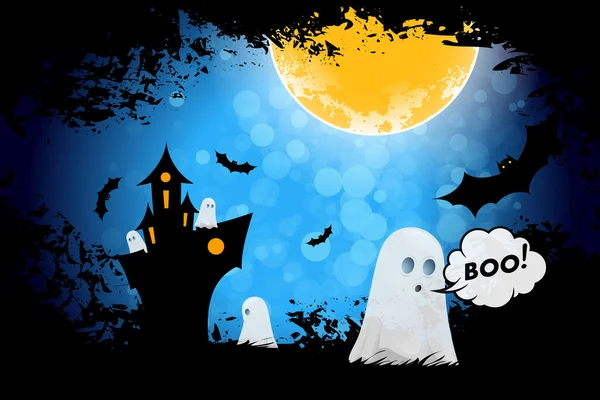 Fundo de Halloween Grungy com fantasmas — Vetor de Stock