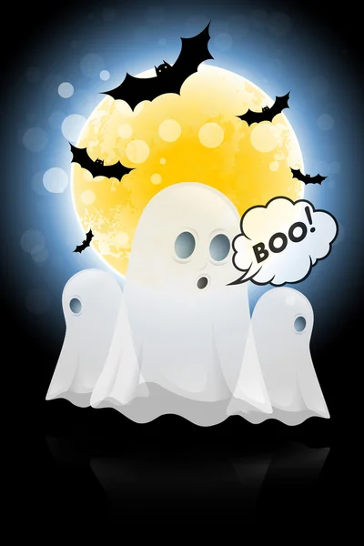 Halloween Hintergrund mit Mond und Geistern — Stockvektor