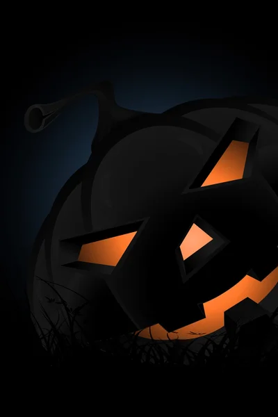 Fondo de fiesta de Halloween con linterna de calabaza en hierba — Vector de stock