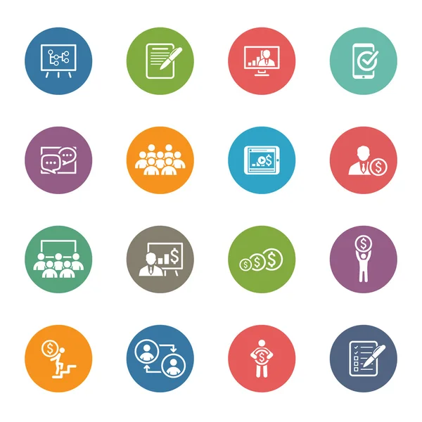 İş Icon Set koçluk. Çevrimiçi öğrenme. Düz tasarım.