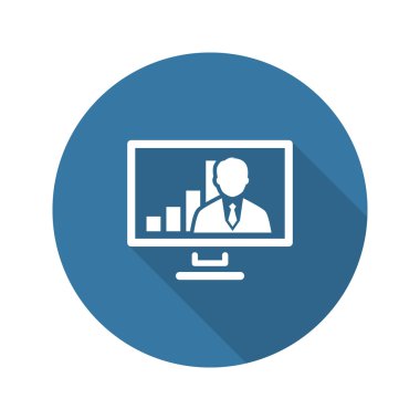 Video konferans simgesi. İş kavramı. Düz tasarım.