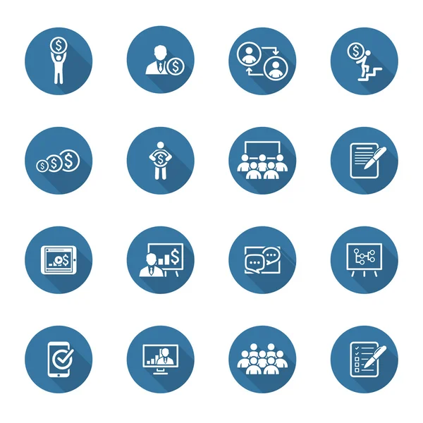 Business Coaching Icon Set. Online leren. Platte ontwerp. — Stockvector