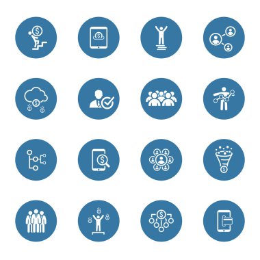 Düz tasarım iş Icons Set.