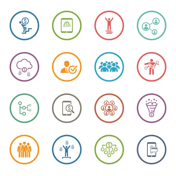 Düz tasarım iş Icons Set.