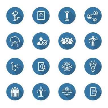 Düz tasarım iş Icons Set.