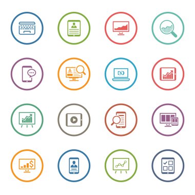 Düz renkli iş Icon Set