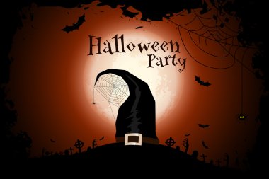 Cadılar Bayramı zombi parti Poster şapka ile. Tatil kartı.