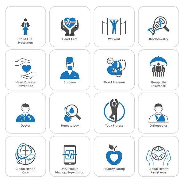 Medische en gezondheidszorg Icons Set. Platte ontwerp. — Stockvector