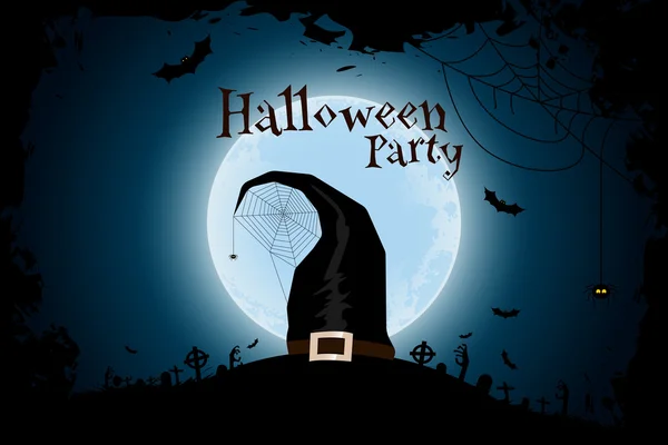 Halloween Zombie Party Poster com chapéu — Vetor de Stock