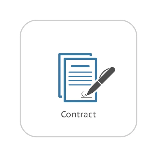 Подписание иконы контракта. Бизнес-концепция. Плоский дизайн . — стоковый вектор