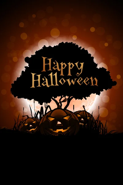 Halloween Background with Pumpkin and Tree — Stock Vector