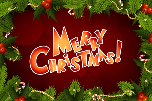 Різдвяний фон з ялинковими гілками та прикрасами — стоковий вектор