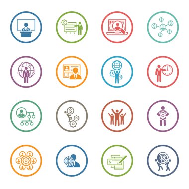 Düz tasarım iş Icons Set.