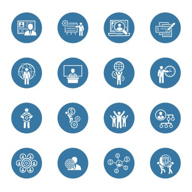 Düz tasarım iş Icons Set.