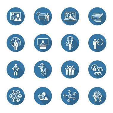 Düz tasarım iş Icons Set.