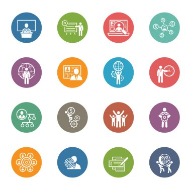 Düz tasarım iş Icons Set.