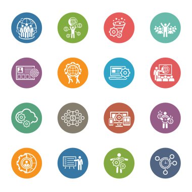 Düz tasarım iş Icons Set.