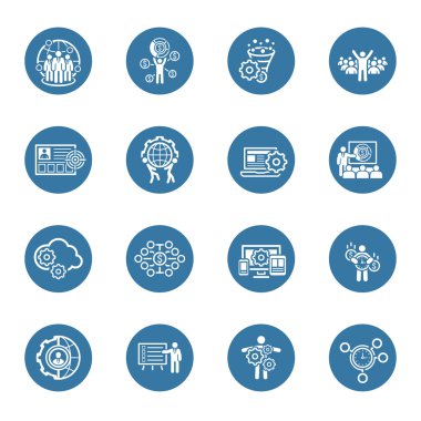 Düz tasarım iş Icons Set.