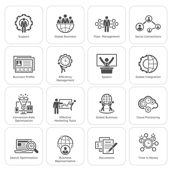 Düz tasarım iş Icons Set.