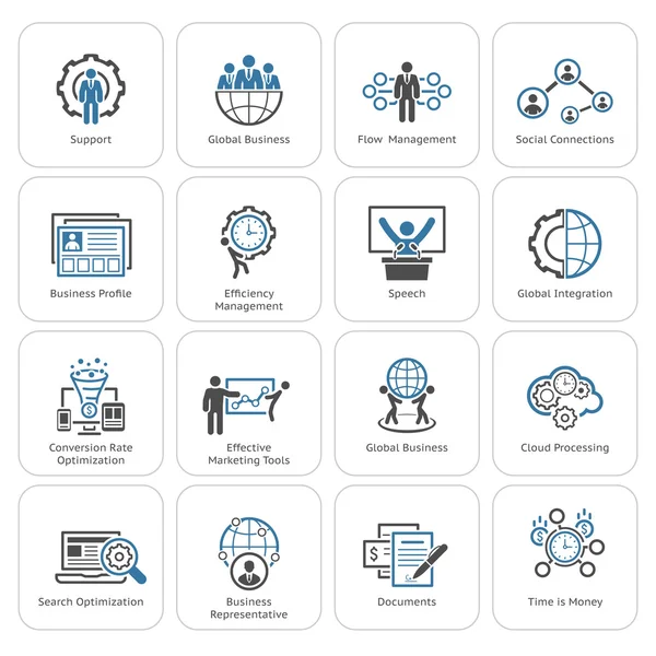 Düz tasarım iş Icons Set.