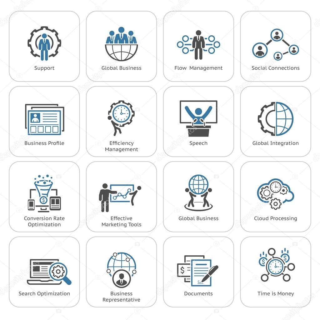 Flat Design Business Icons Set.