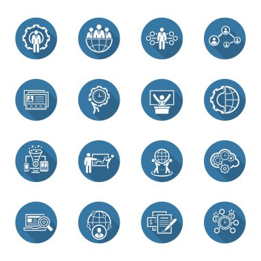 Düz tasarım iş Icons Set.