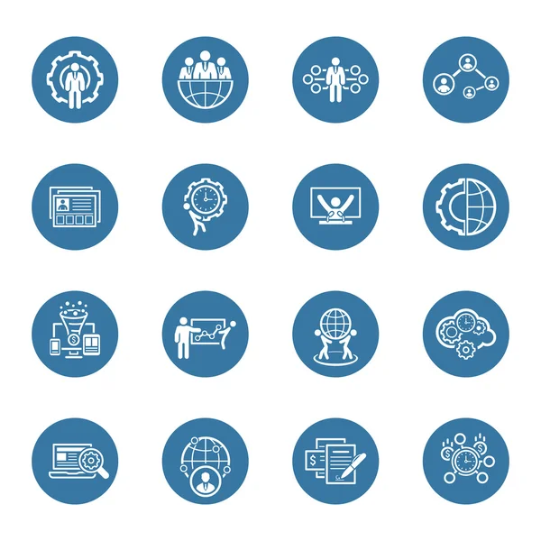 Düz tasarım iş Icons Set.