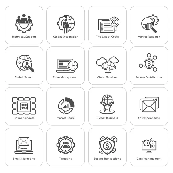 Conjunto de ícones de negócios de design plano . —  Vetores de Stock