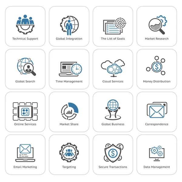 Düz tasarım iş Icons Set.