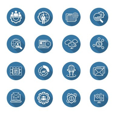 Düz tasarım iş Icons Set.