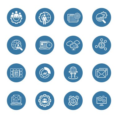 Düz tasarım iş Icons Set.