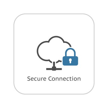 Güvenli bağlantı simgesi. Düz tasarım.