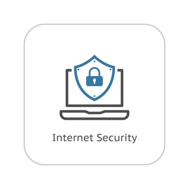 Internet güvenlik simgesi. Düz tasarım.