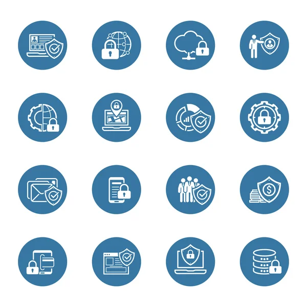 Düz tasarım koruma ve güvenlik Icons Set.