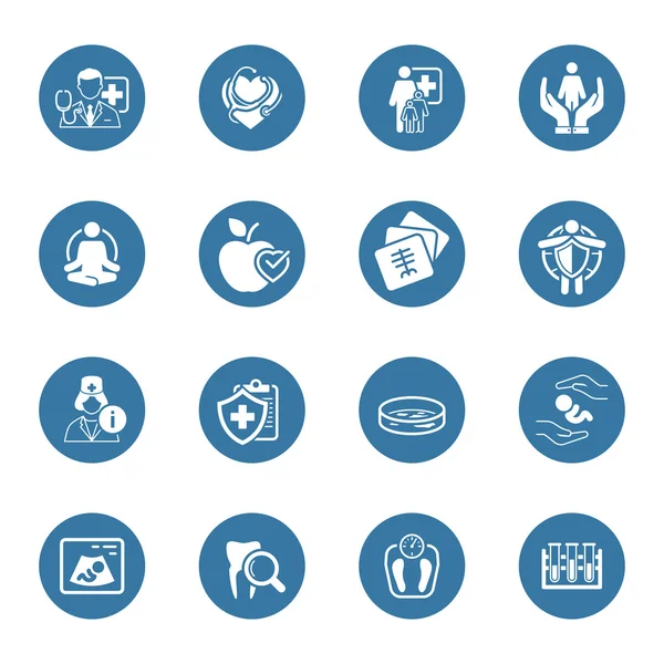Conjunto de ícones médicos e de cuidados de saúde. Design plano . —  Vetores de Stock