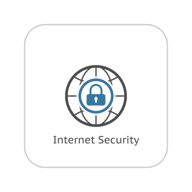 Internet güvenlik simgesi. Düz tasarım.