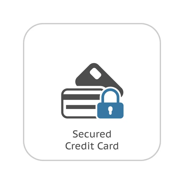 Säkrade kreditkort ikon. Platt Design. — Stock vektor