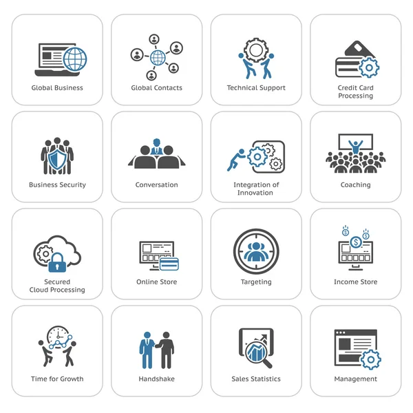 Düz tasarım iş Icons Set.