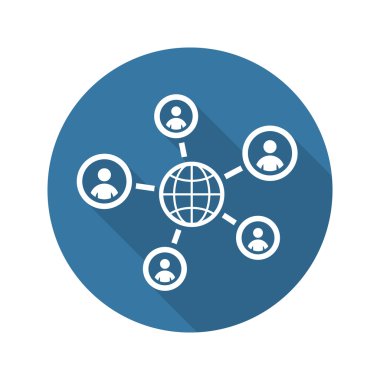 Küresel kişiler simgesi. Düz tasarım.